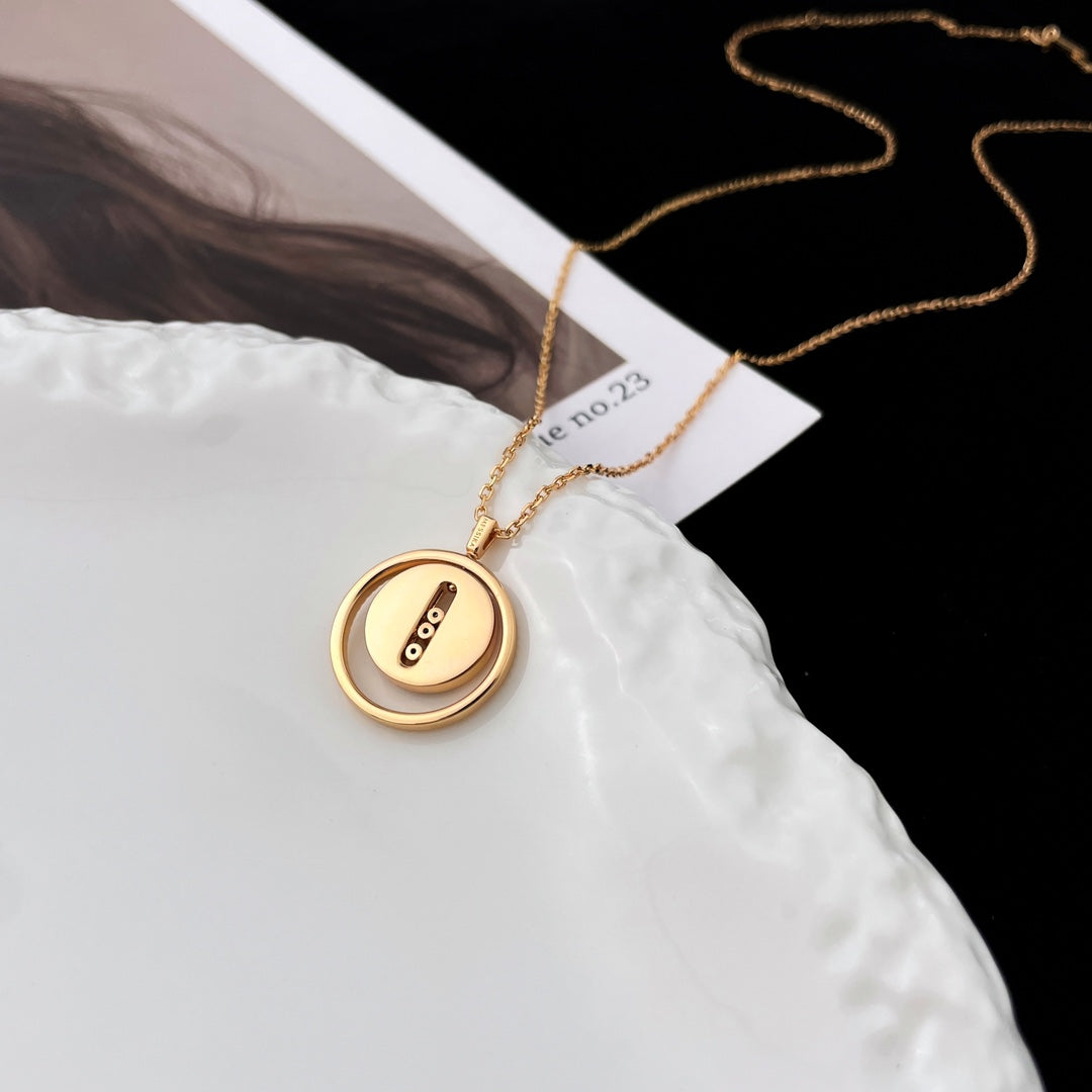 [Amore]LUCKY MOVE MOP PINK GOLD NECKLACE