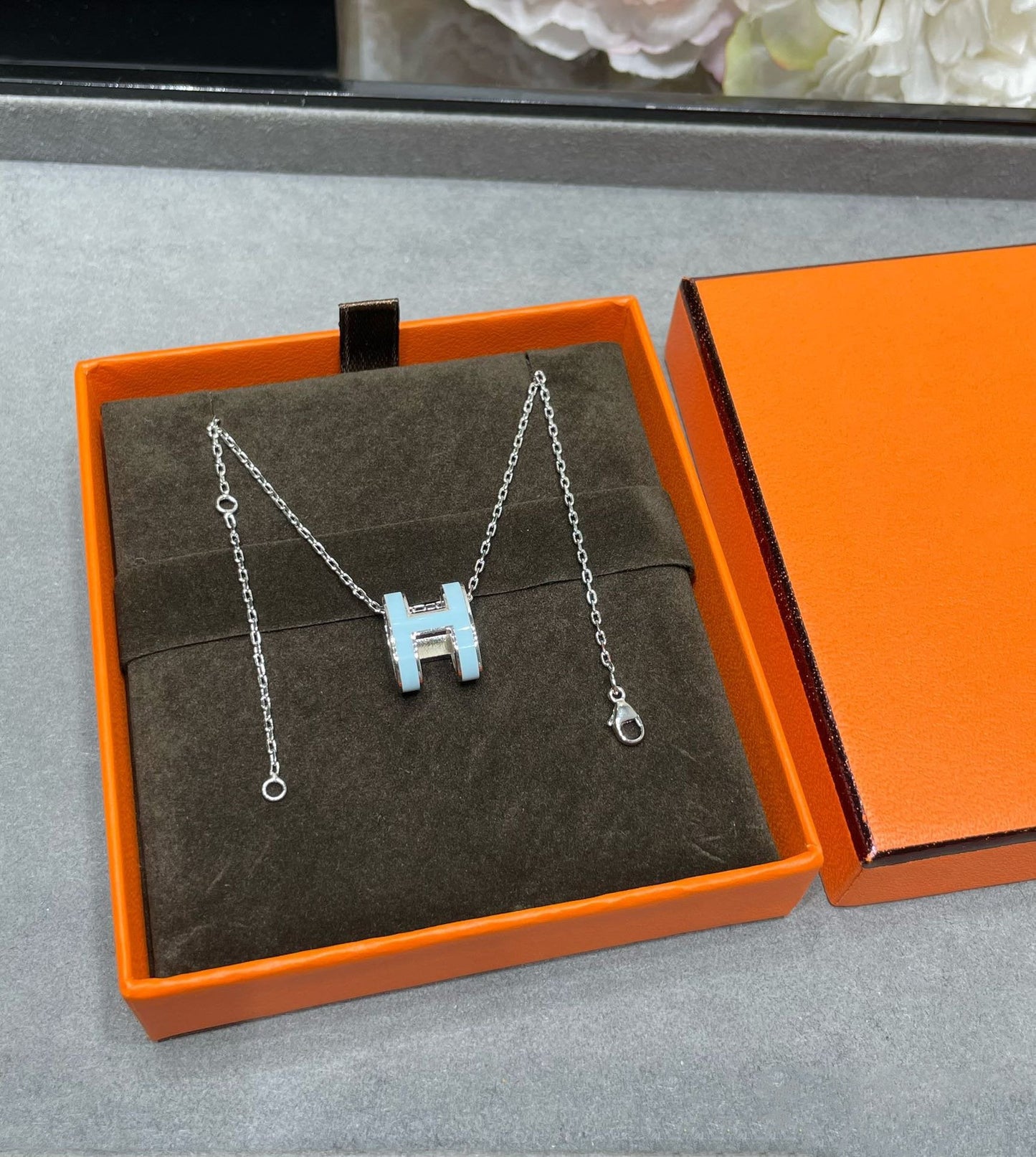 [Amore]POP H SKY BLUE NECKLACE