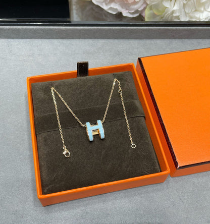 [Amore]POP H SKY BLUE NECKLACE