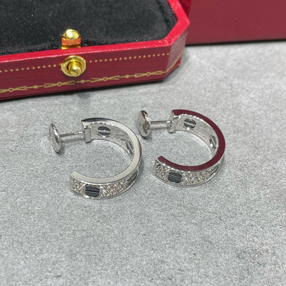 [Amore]LOVE CERAMIC DIAMOND PAVED SILVER EARRINGS