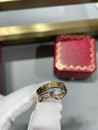[Amore]LOVE PINK GOLD SILVER DIAMOND DOUBLE RING