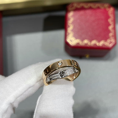 [Amore]LOVE PINK GOLD SILVER DIAMOND DOUBLE RING