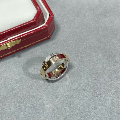 [Amore]LOVE PINK GOLD SILVER DIAMOND DOUBLE RING