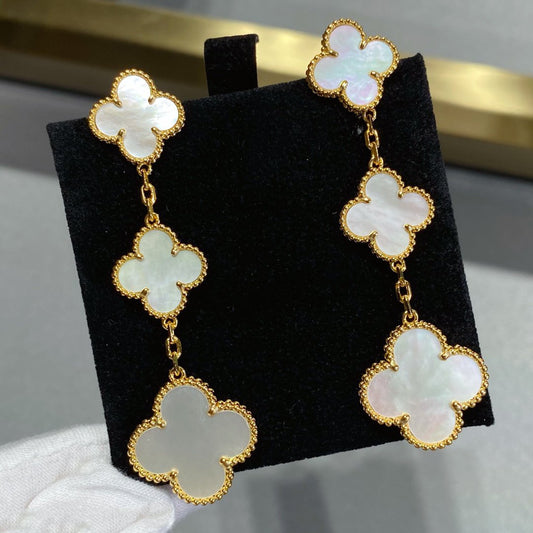 [Amore]CLOVER MOP 3 MOTIFS GOLD EARRINGS
