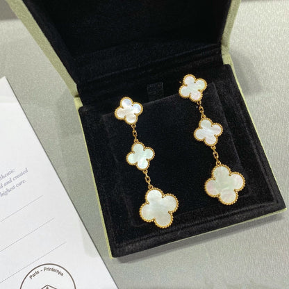 [Amore]CLOVER MOP 3 MOTIFS GOLD EARRINGS