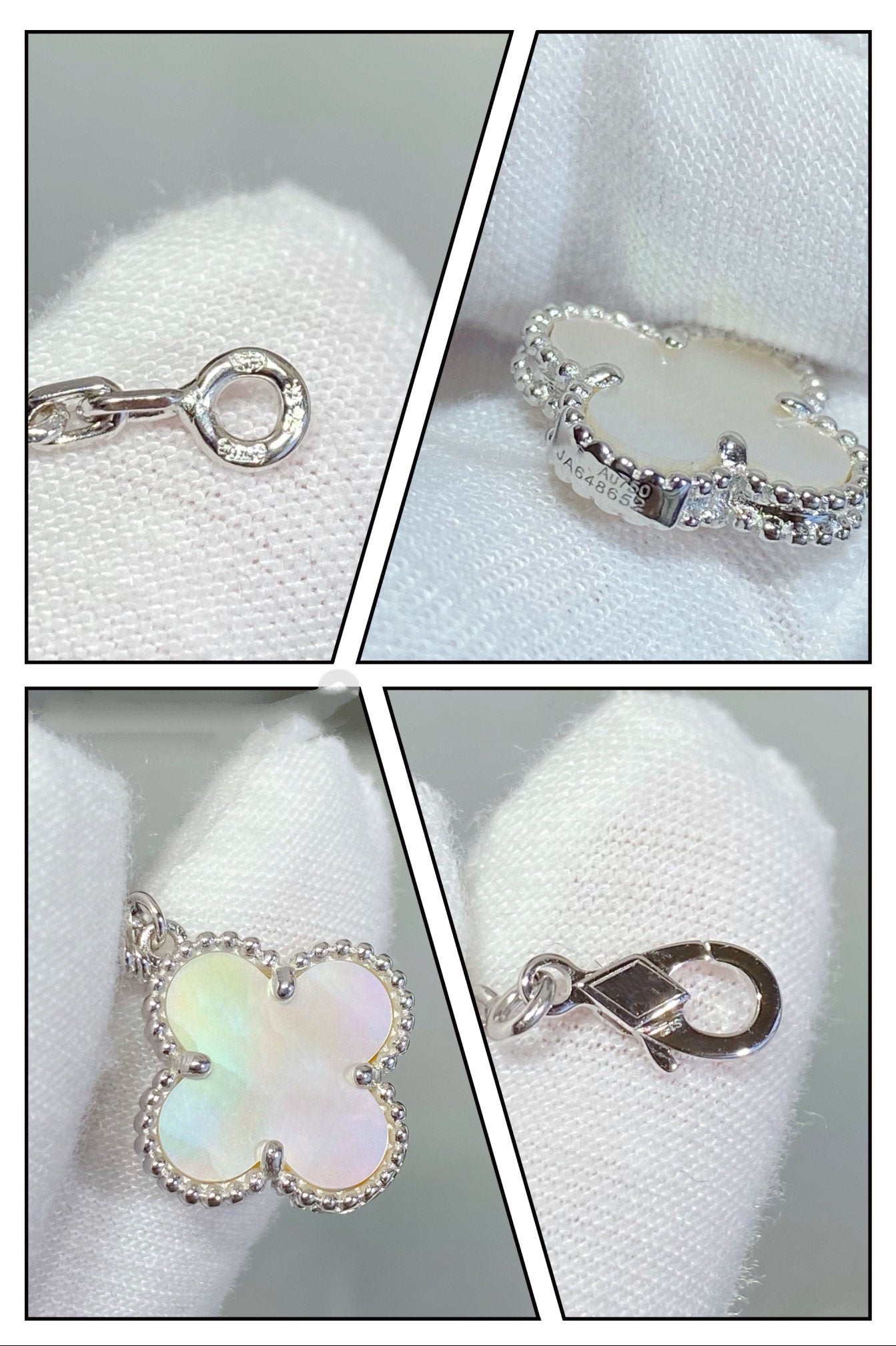 [Amore]CLOVER 5 MOTIF WHITE MOP SILVER BRACELET