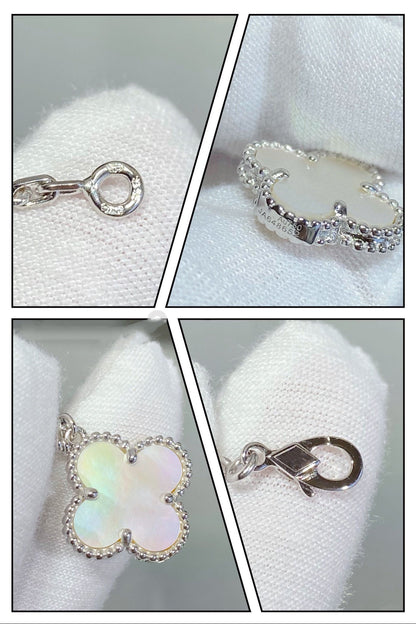 [Amore]CLOVER 5 MOTIF WHITE MOP SILVER BRACELET