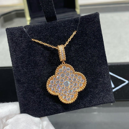[Amore]CLOVER 25MM LARGE PEDANT DIAMOND PAVED LONG NECKLACE