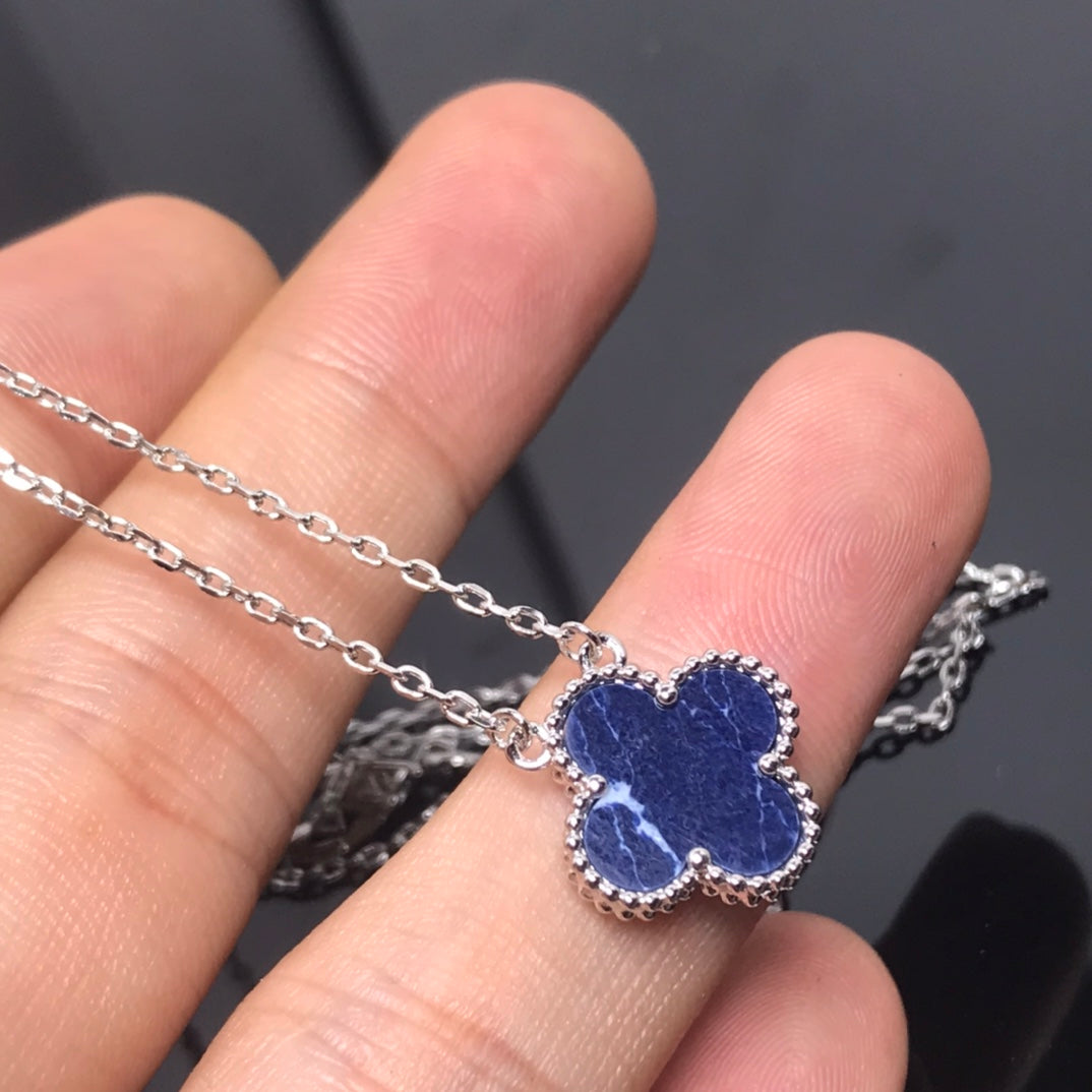 [Amore]CLOVER PIETERSITE SILVER LONG NECKLACE