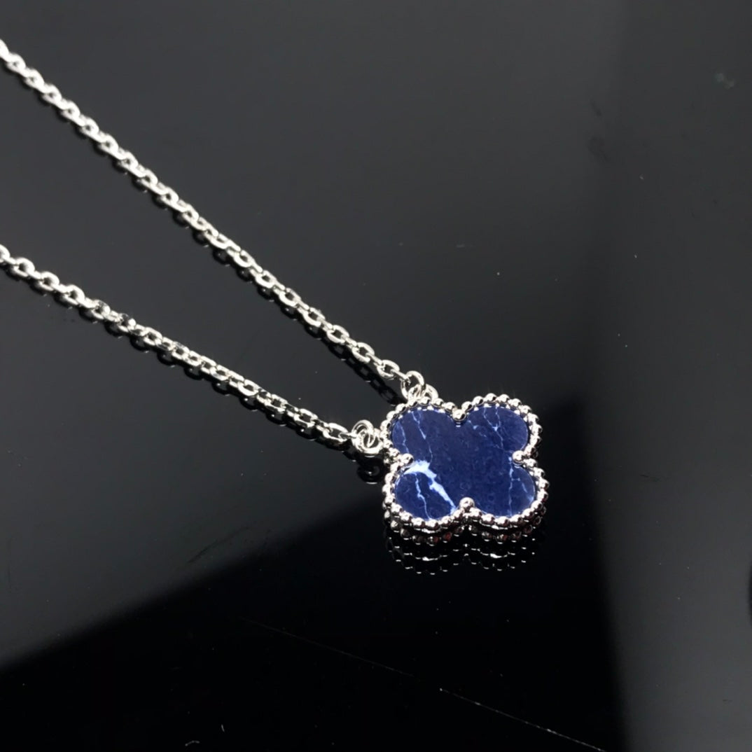 [Amore]CLOVER PIETERSITE SILVER LONG NECKLACE