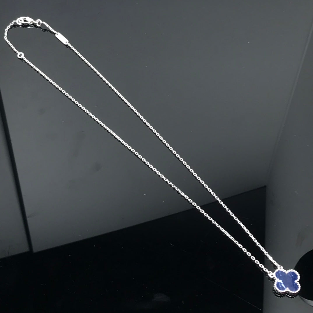 [Amore]CLOVER PIETERSITE SILVER LONG NECKLACE
