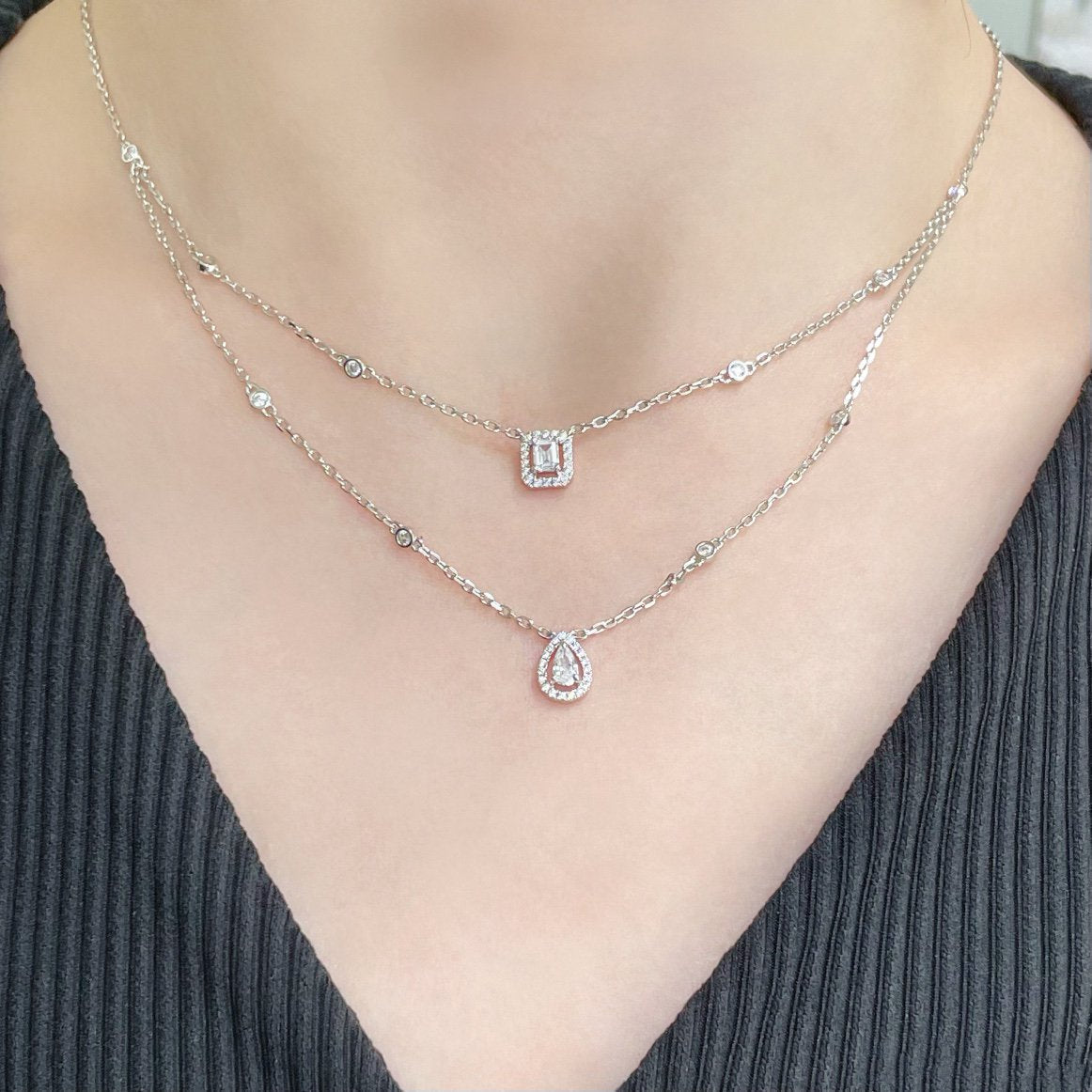 [Amore]MY TWIN 2 ROW DIAMOND NECKLACE