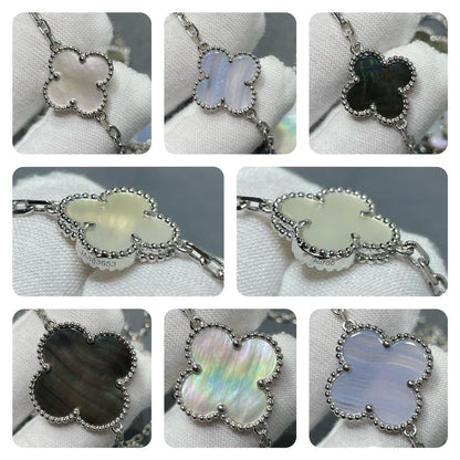 [Amore]CLOVER 16 MOTIF CHALCEDONY MOP SILVER NECKLACE