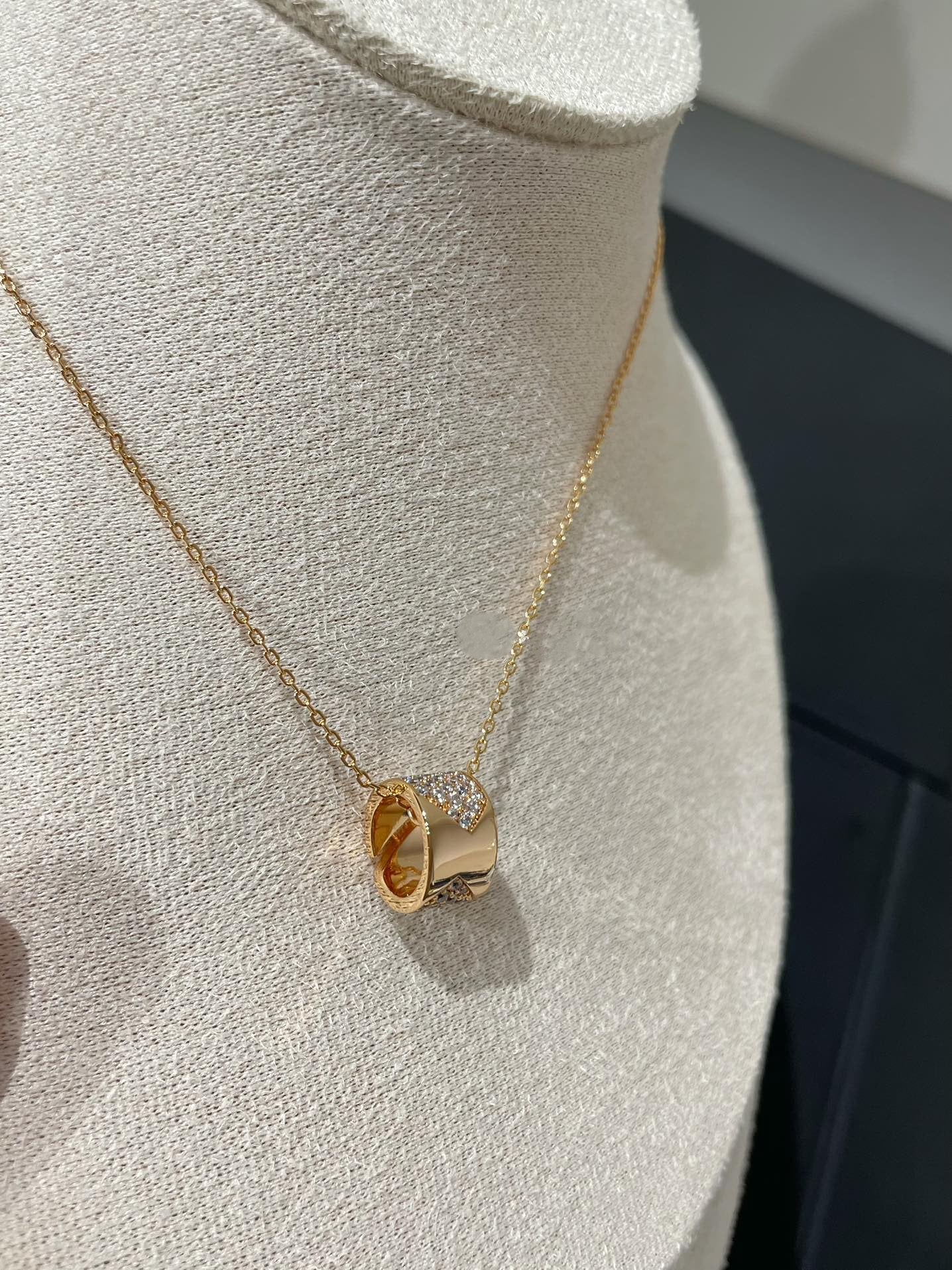 [Amore]LIENS EVIDENCE DIAMOND PAVED NECKLACE