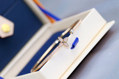 [Amore]IDYLLE PINK GOLD OPEN BRACELET DIAMOND PAVED