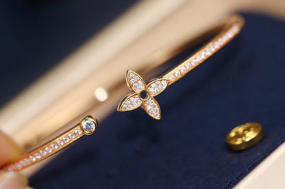[Amore]IDYLLE PINK GOLD OPEN BRACELET DIAMOND PAVED