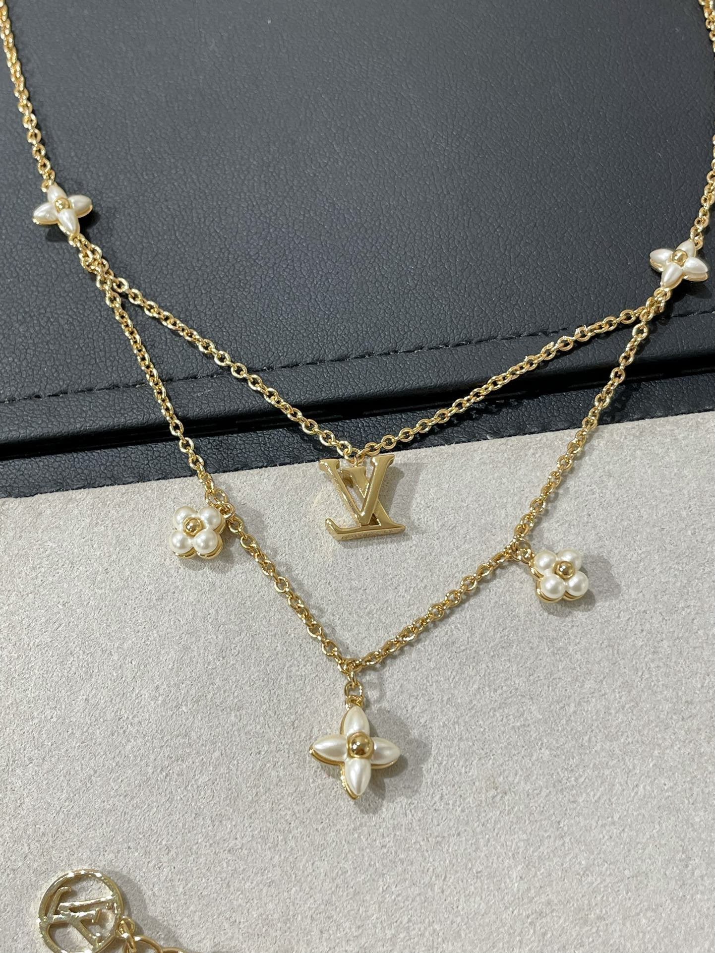 [Amore]FLOWERGRAM GOLD MOP DOUBLE ROW NECKLACE