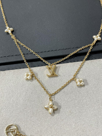 [Amore]FLOWERGRAM GOLD MOP DOUBLE ROW NECKLACE