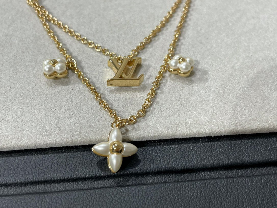 [Amore]FLOWERGRAM GOLD MOP DOUBLE ROW NECKLACE