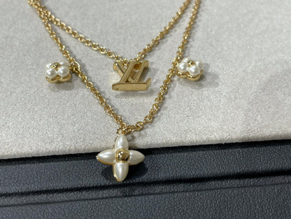 [Amore]FLOWERGRAM GOLD MOP DOUBLE ROW NECKLACE