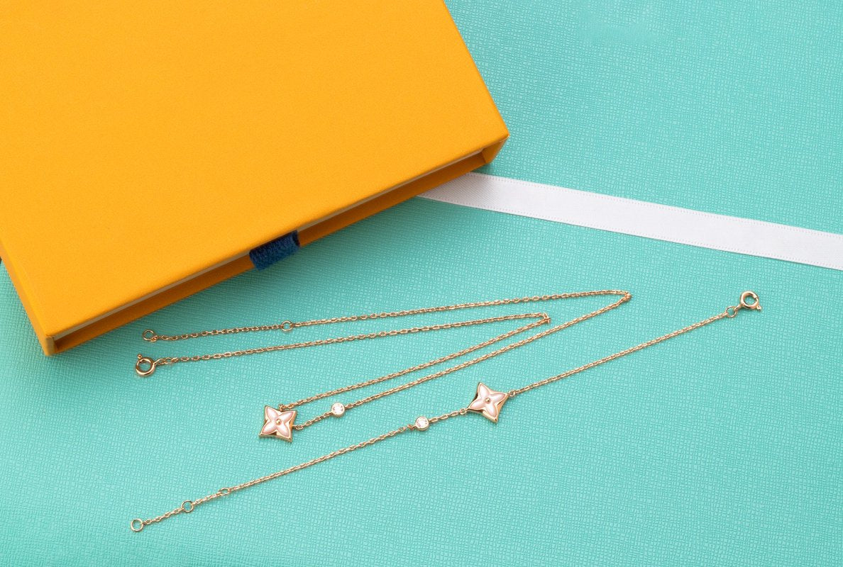 [Amore]STAR PINK MOP 1 DIAMOND PINK GOLD NECKLACE