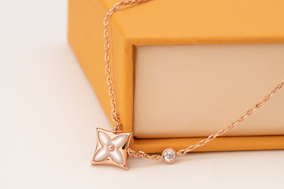 [Amore]STAR PINK MOP 1 DIAMOND PINK GOLD NECKLACE