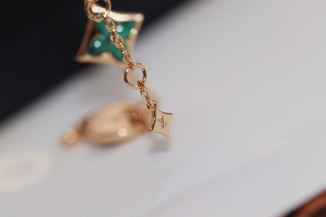 [Amore]STAR AND SUN 4 MOTIF PINK GOLD MALACHITE BRACELET