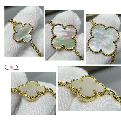 [Amore]CLOVER 16 MOTIF WHITE MOP GOLD NECKLACE