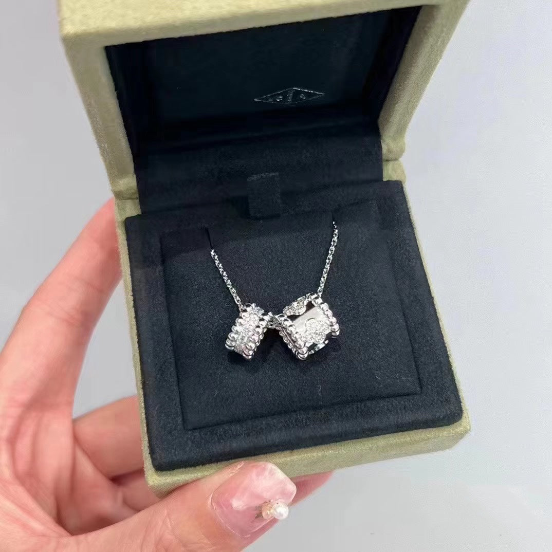 [Amore]PERLEE DOUBLE PENDANT SILVER DIAMOND NECKLACE