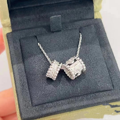 [Amore]PERLEE DOUBLE PENDANT SILVER DIAMOND NECKLACE