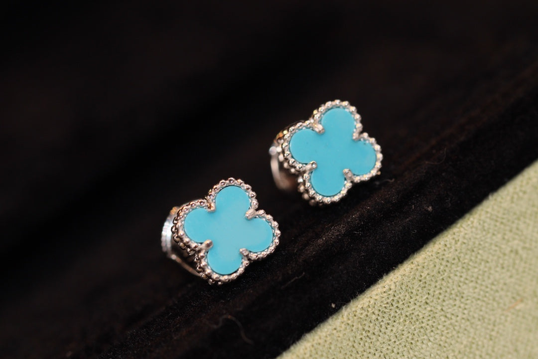 [Amore]CLOVER MINI TURQUOISE SILVER STUD EARRINGS