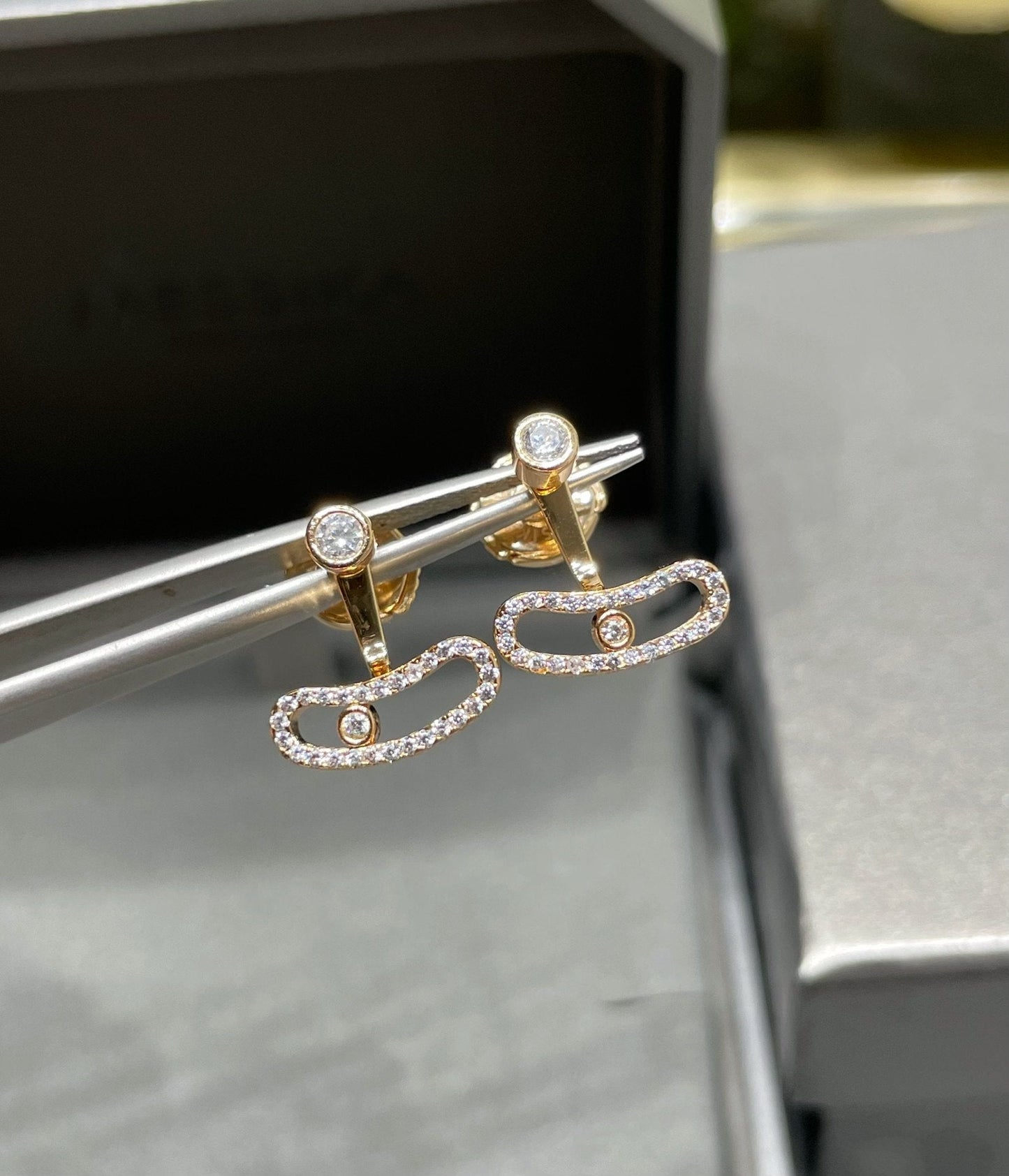 [Amore]MOVE UNO PINK GOLD DIAMOND EARRINGS