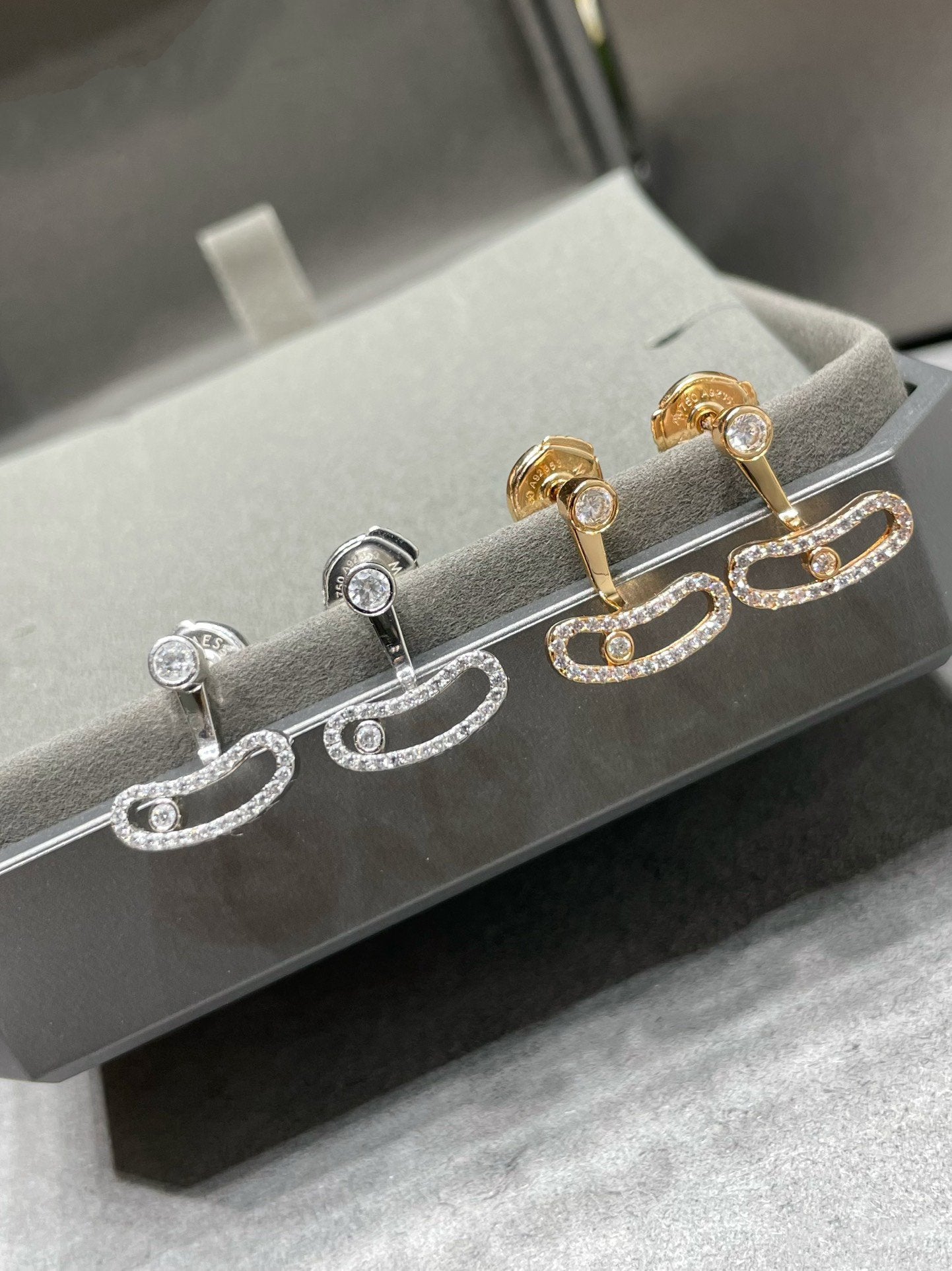 [Amore]MOVE UNO PINK GOLD DIAMOND EARRINGS