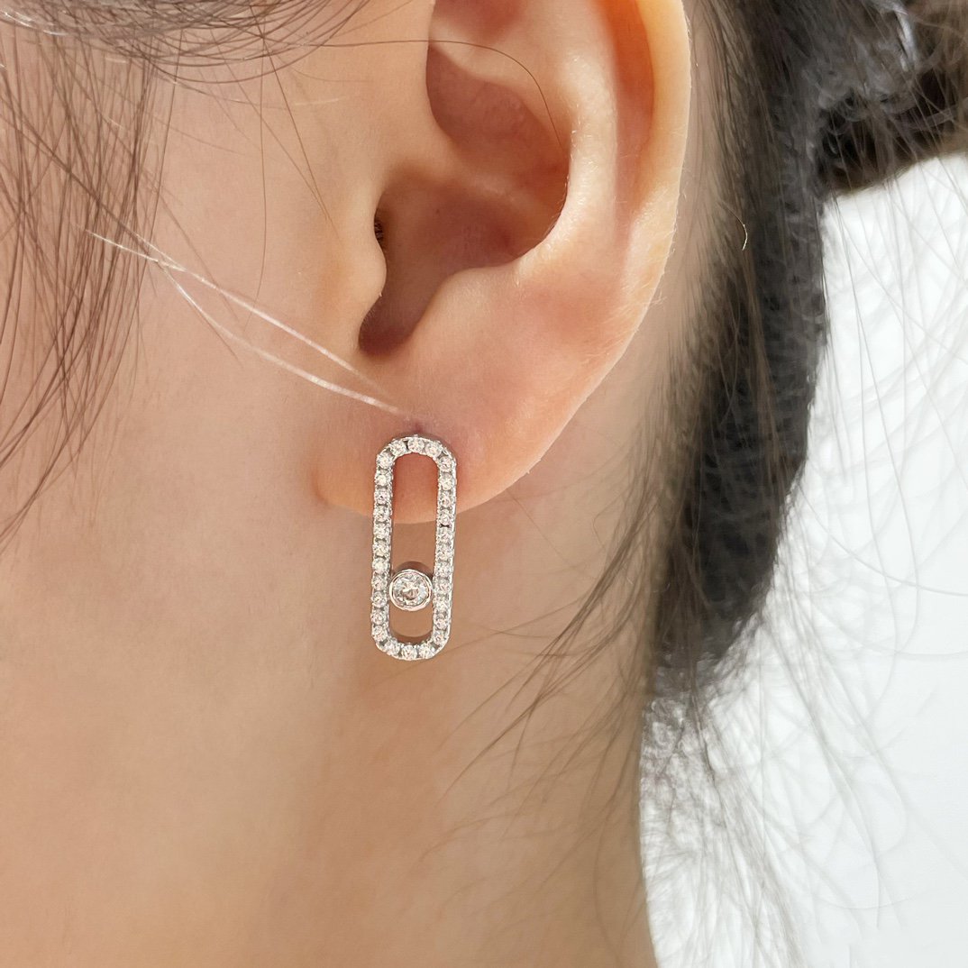 [Amore]MOVE UNO STUD DIAMOND PAVED EARRINGS