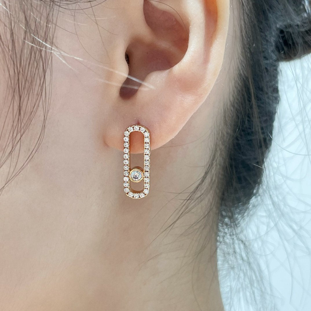 [Amore]MOVE UNO STUD DIAMOND PAVED EARRINGS