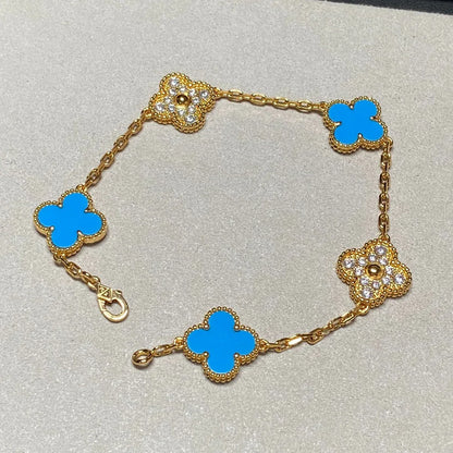 [Amore] CLOVER 5 MOTIF BLUE AGATE BRACELET COLLECTION