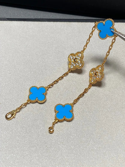 [Amore] CLOVER 5 MOTIF BLUE AGATE BRACELET COLLECTION