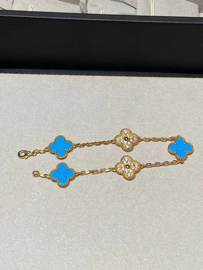 [Amore] CLOVER 5 MOTIF BLUE AGATE BRACELET COLLECTION