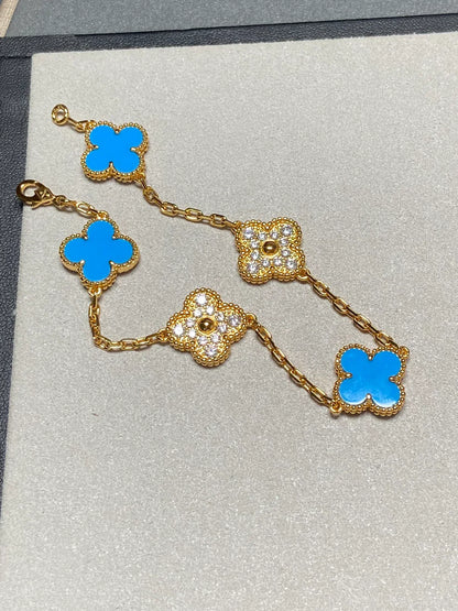 [Amore] CLOVER 5 MOTIF BLUE AGATE BRACELET COLLECTION