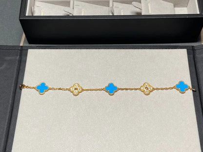 [Amore] CLOVER 5 MOTIF BLUE AGATE BRACELET COLLECTION