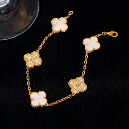 [Amore]CLOVER WHITE PEARL MOP 5 MOTIF BRACELET COLLECTION