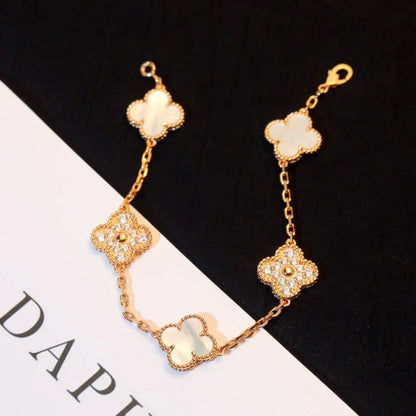 [Amore]CLOVER WHITE PEARL MOP 5 MOTIF BRACELET COLLECTION