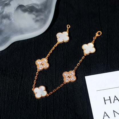 [Amore]CLOVER WHITE PEARL MOP 5 MOTIF BRACELET COLLECTION