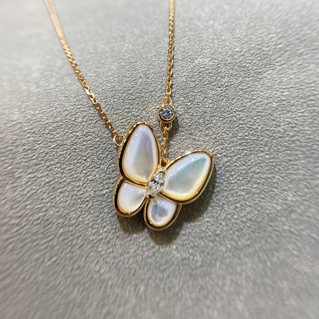 [Amore]BUTTERFLY MOP DIAMOND NECKLACE
