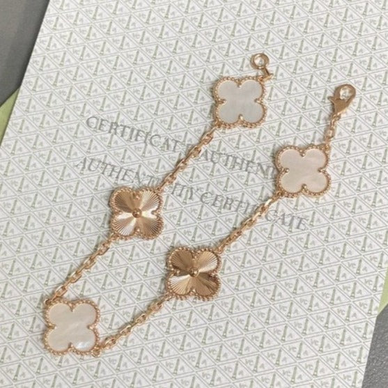 [Amore]CLOVER WHITE PEARL MOP 5 MOTIF BRACELET COLLECTION
