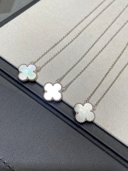 [Amore]CLOVER MEDIUM SILVER WHITE MOP NECKLACE