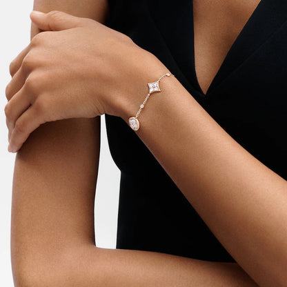 [Amore]STAR AND SUN 4 MOTIF WHITE MOP PINK GOLD BRACELET