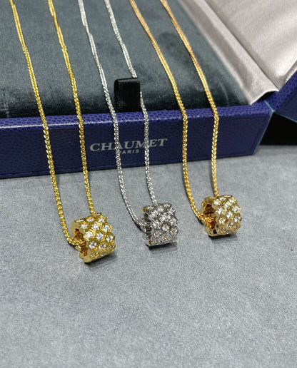 [Amore]BEE LOVE DIAMOND PAVED 3 ROW NECKLACE