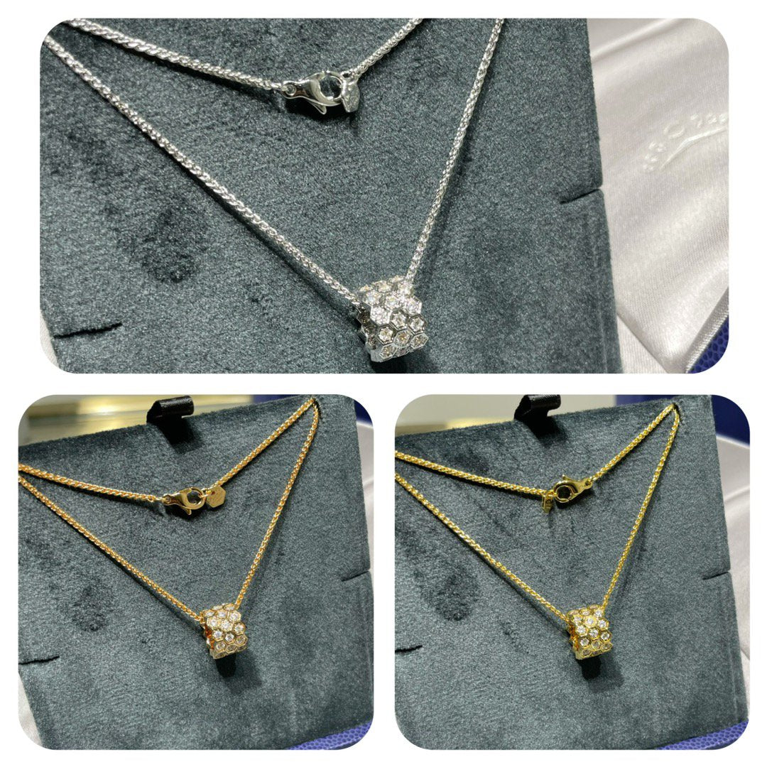 [Amore]BEE LOVE DIAMOND PAVED 3 ROW NECKLACE