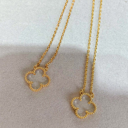 [Amore]CLOVER ROCK CRYSTAL ROSE GOLD NECKLACE